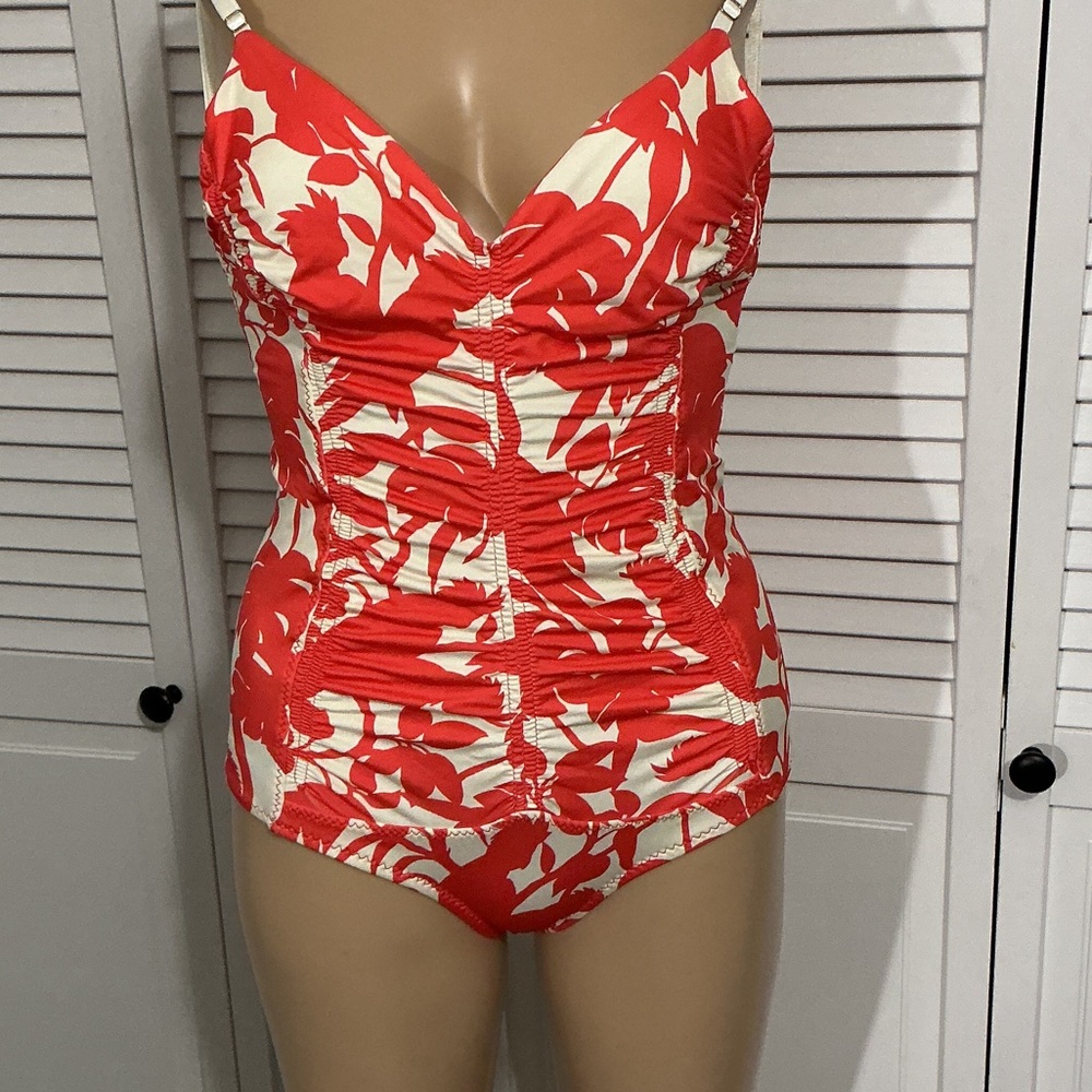 kate spade Red and Cream Floral One-Piece Swimsuit